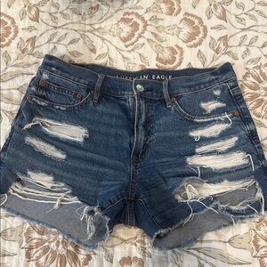 American Eagle Outfitters Dark Blue Ripped Jean Shorts